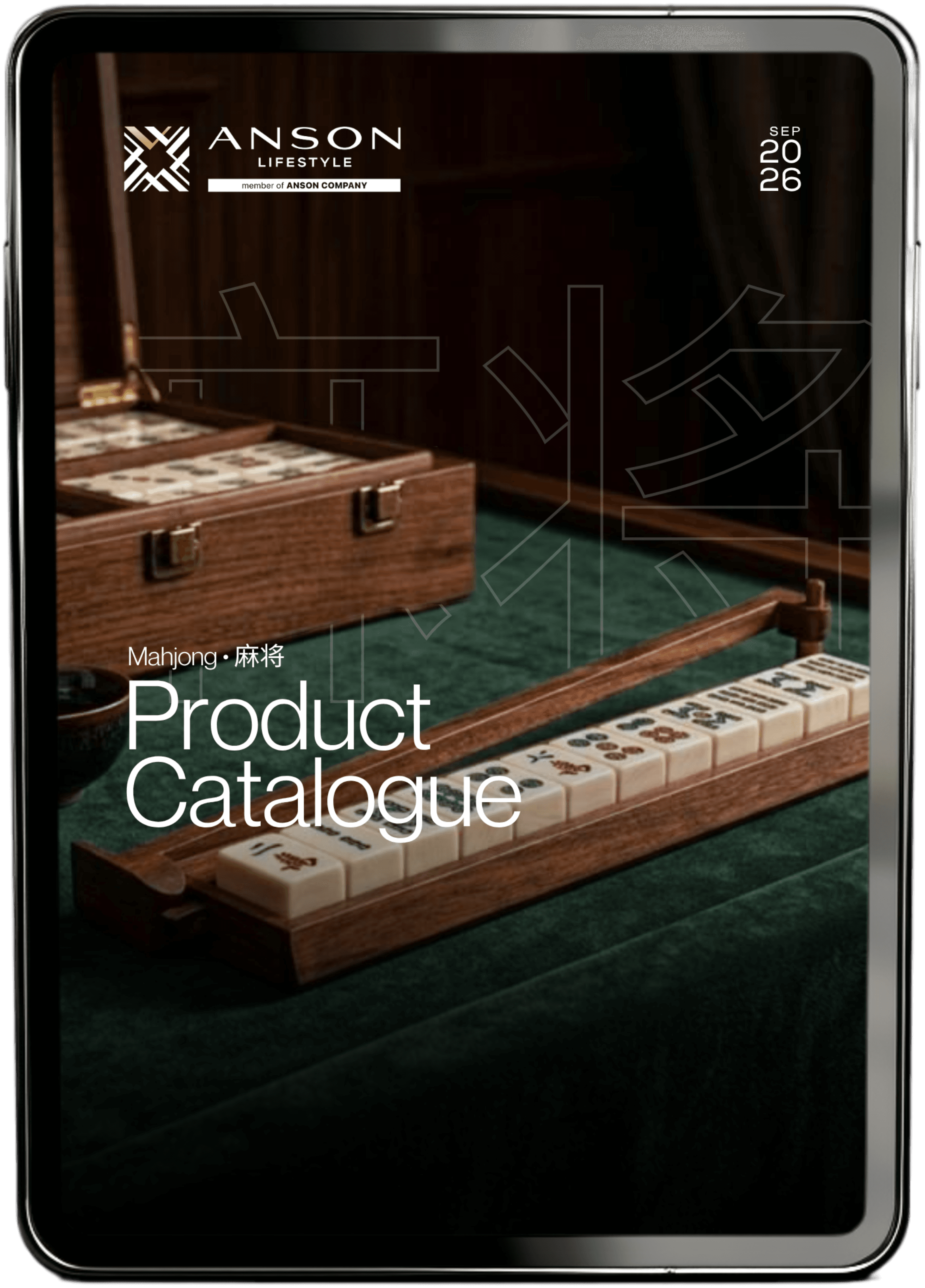 Anson Lifestyle Mahjong Product Catalogue on an iPad